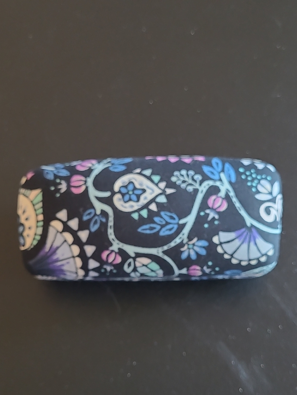 Vera Bradley Bramble Clamshell Black Floral Eyeglass Case--Glasses Not Included